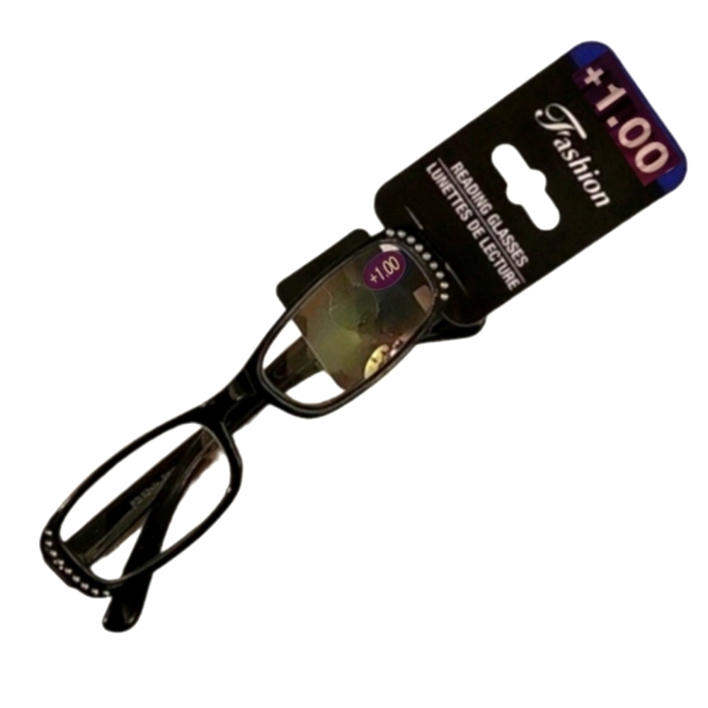 NEW +1.00 Reading Glasses with Plastic Frame & Subtle Bling
